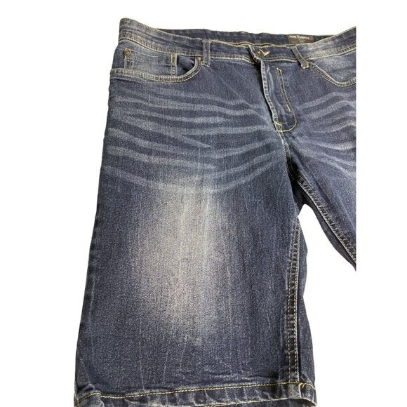 Buffalo David Bitton Evan-X Basic Denim Shorts Mens W36 Jorts Stretch Whiskering - Picture 2 of 11